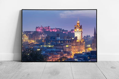 city of Edinburgh red castle from Calton Hill Scotland Ready to Hang Wall Art Print Framed Picture print