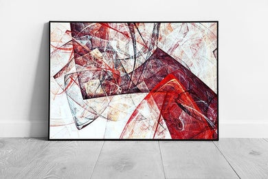 Angular Abstract Contrasting Tones Of Red And White Modern Contemporary Style Wall Art Print on Paper Framed Picture print