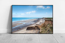 Load image into Gallery viewer, Happisburgh beach and eroding cliffs on the Norfolk Ready to Hang Wall Art Print Framed Picture print
