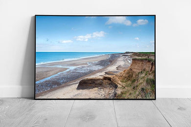 Happisburgh beach and eroding cliffs on the Norfolk Ready to Hang Wall Art Print Framed Picture print