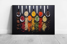 Laad de afbeelding in galerijviewer, Colourful Herbs And Spices Cooking Ingredients Kitchen Restaurant Photography Food Wall Art Print on Paper Framed Picture print
