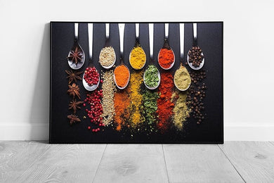 Colourful Herbs And Spices Cooking Ingredients Kitchen Restaurant Photography Food Wall Art Print on Paper Framed Picture print