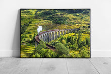 Load image into Gallery viewer, Glenfinnan Railway Viaduct in Scotland with a steam train Ready to Hang Wall Art Print Framed Picture print
