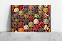 Laad de afbeelding in galerijviewer, Collection Of Herbs And Spices In Bowls Cooking Kitchen Inspiration Wall Art Print on Paper Framed Picture print
