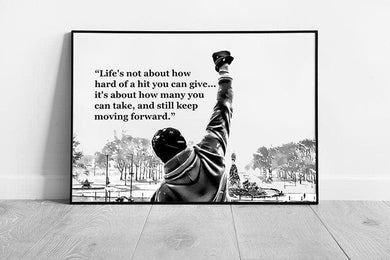 Black & White Rocky Balboa boxing quote Life's not about Ready to Hang Wall Art Print Framed Picture print