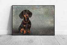 Laad de afbeelding in galerijviewer, Cute Happy Dachshund Dog Breed Painting Wall Art Print on Paper Framed Picture print
