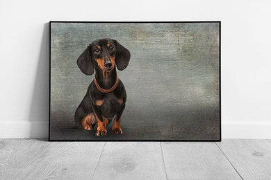 Cute Happy Dachshund Dog Breed Painting Wall Art Print on Paper Framed Picture print