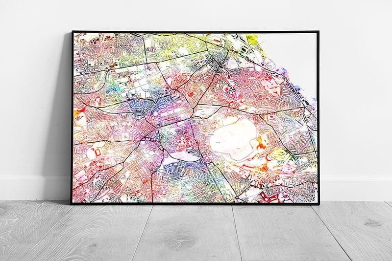 Central EDINBURGH Street Map Art Print watercolour name Ready to Hang Wall Art Print Framed Picture print