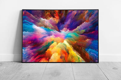 Abstract Multicolour Colour Burst Theme Artwork Creative Composition Style Wall Art Print on Paper Framed Picture print