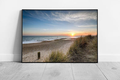 Beautiful sunset Hengistbury Head beach Bournemouth Wall Art Print Framed Picture print