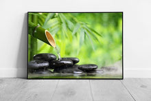 Load image into Gallery viewer, Health &amp; Beauty SPA Bamboo Pebbles waterfall Zen Peace Art Ready to Hang Wall Art Print Framed Picture print
