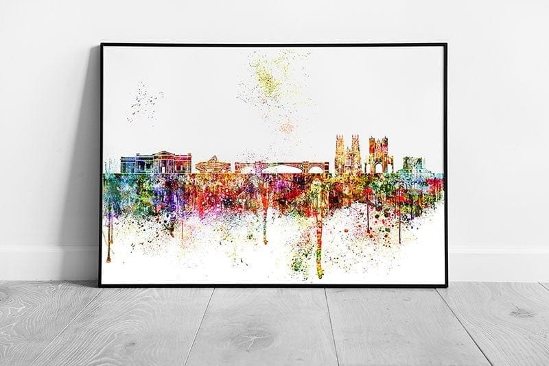 Print on Paper Colourful Skyline landmarks York England Wall Art Print Framed Picture print