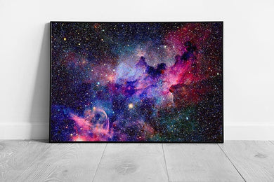 Beautiful Star Filled Galaxy Universe Space Vibrant Purples Pinks Blues Space Wall Art Print on Paper Framed Picture print