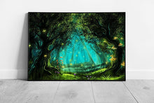 Load image into Gallery viewer, Mystical Enchanting Magical Fantasy Fairy Forest Woodland Vast Trees Glowing Mushroom Wall Art Print on Paper Framed Picture print
