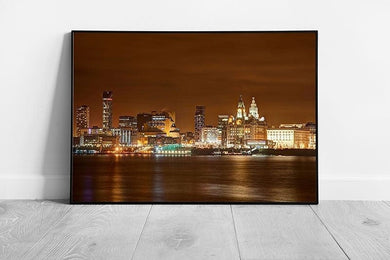 city of Liverpool skyline Liver Building Albert docks Ready to Hang Wall Art Print Framed Picture print