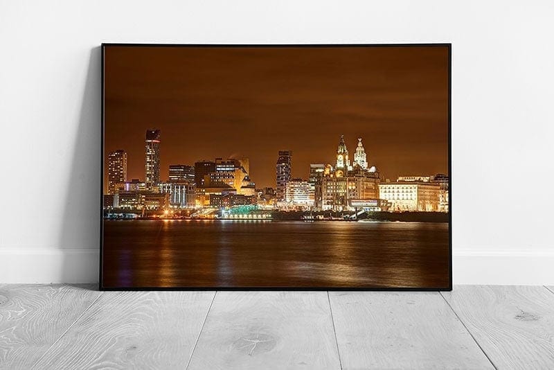 city of Liverpool skyline Liver Building Albert docks Ready to Hang Wall Art Print Framed Picture print