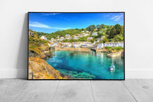 Laad de afbeelding in galerijviewer, Blue Skies Clear Sea At Polperro Harbour Cornwall England Wall Art Print on Paper Framed Picture print
