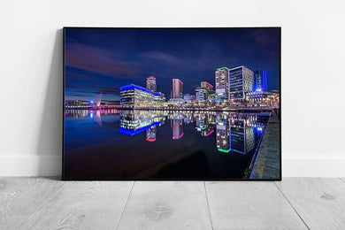 Media City On Manchester Ship Canal Salford And Trafford Greater Manchester England Wall Art Print on Paper Framed Picture print
