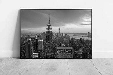 Black & White New York City evening skyline USA Print Ready to Hang Wall Art Print Framed Picture print