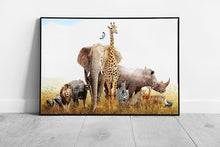 Carica immagine nel visualizzatore della galleria, Grasslands Of Kenya African Safari Animals Grouped Together Wild Animals Wall Art Print on Paper Framed Picture print
