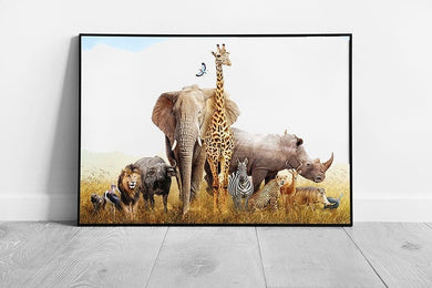 Grasslands Of Kenya African Safari Animals Grouped Together Wild Animals Wall Art Print on Paper Framed Picture print