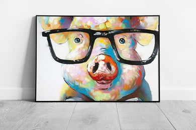 Cute Pig with Glasses spectacles Pop Art Wall Art Print on Paper Framed Picture print