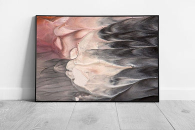 Abstract Wavy Flowing Paint Pink Grey Toned Contemporary Swirling Modern Wall Art Print on Paper Framed Picture print