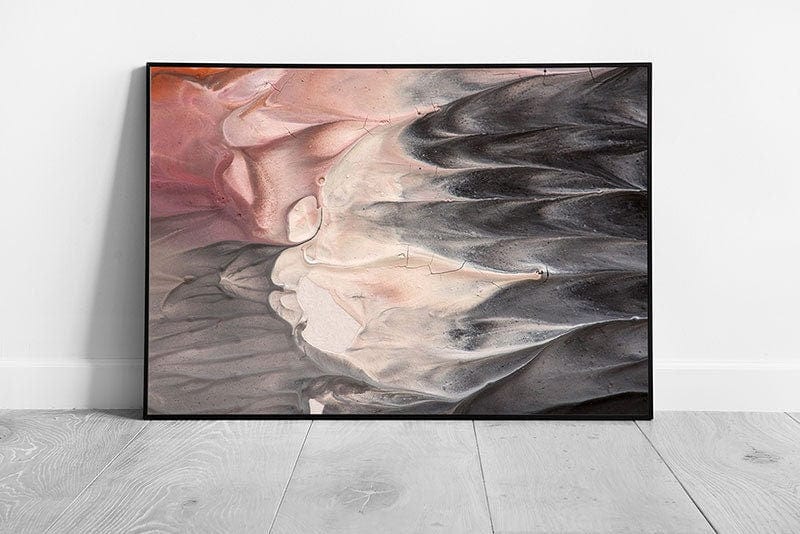 Abstract Wavy Flowing Paint Pink Grey Toned Contemporary Swirling Modern Wall Art Print on Paper Framed Picture print