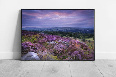 Norland purple Skies Halifax West Yorkshire landscape Ready to Hang Wall Art Print Framed Picture print