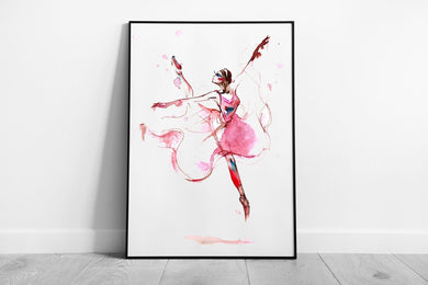Ballet Dancer with pink dress Ballerina Ready to Hang Wall Art Print Framed Picture print