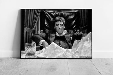Black & White American gangster Tony Montana Scarface Art Ready to Hang Wall Art Print on Paper Framed Picture print