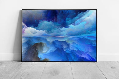Beautiful Dreamy Blue Digital Mysterious Fantasy Colour Composition Contemporary Wall Art Print on Paper Framed Picture print