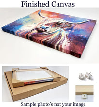 Load image into Gallery viewer, Vivid Blues Purples With Gold Abstract Alcohol Ink Free Flowing Marbling Technique Wall Art Print On Canvas Picture For Home Office Decor
