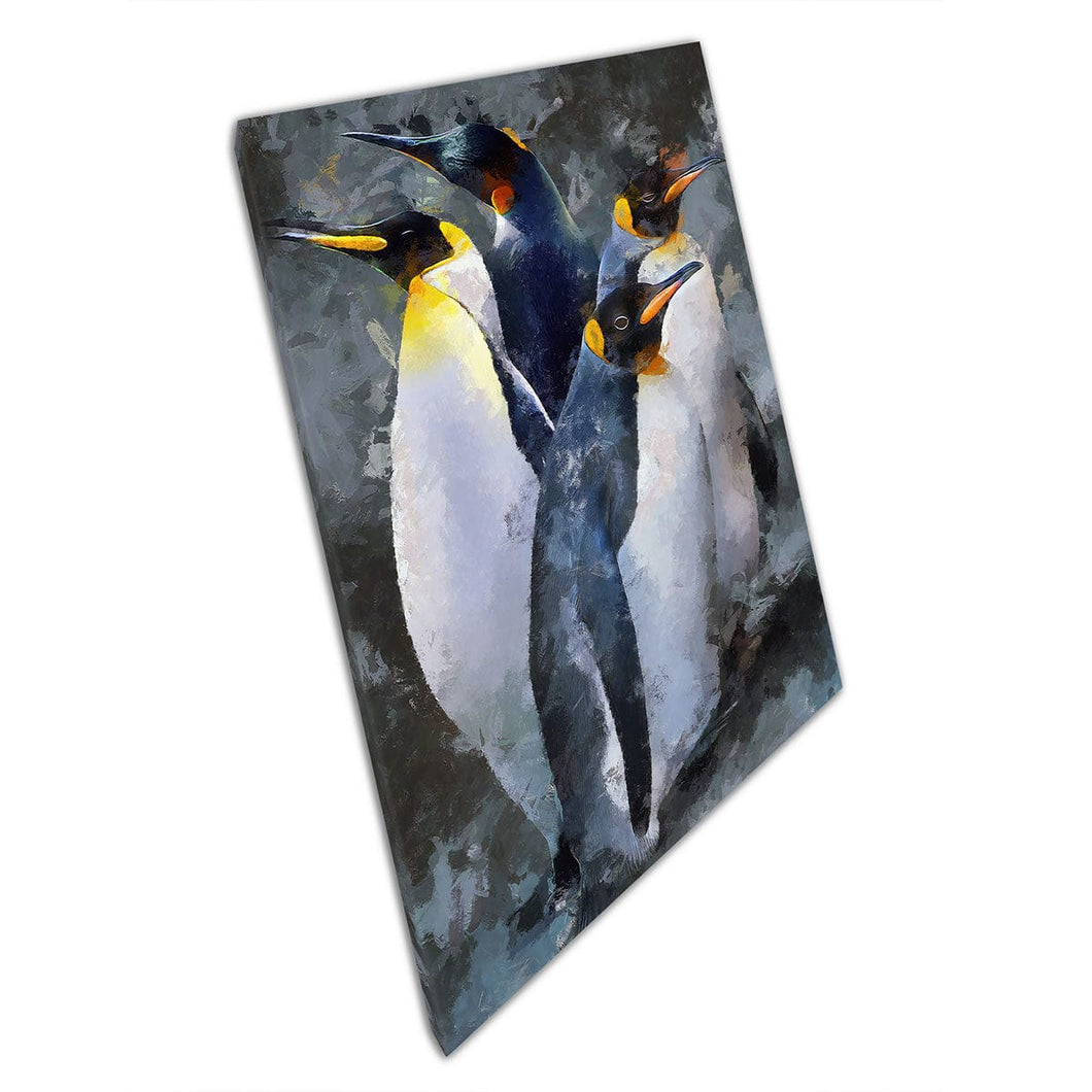 Penguin Family Oil Painting Canvas Wall Art Print On Canvas Mounted Canvas print