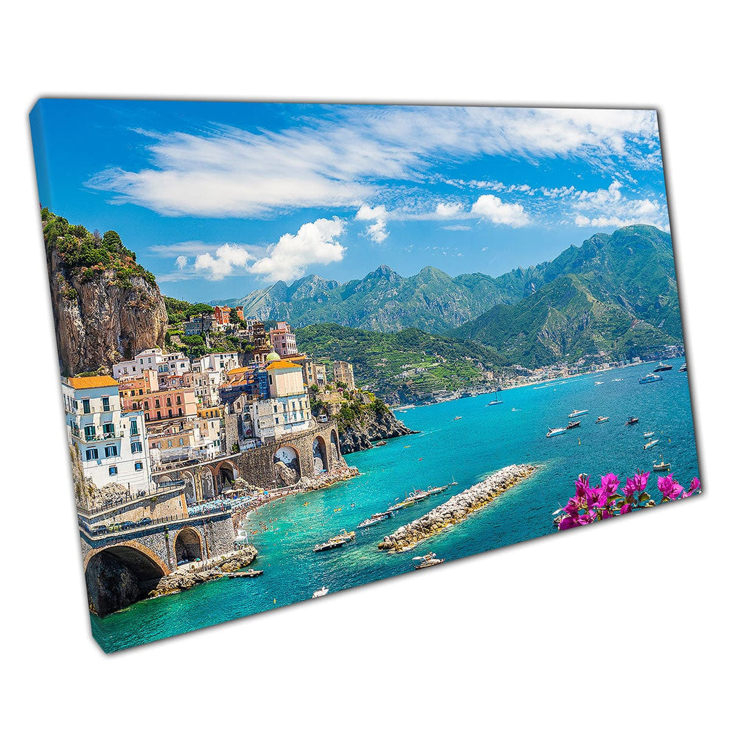 Atrani Town Amalfi Coast Italy Wall Art Print On Canvas Mounted Canvas print