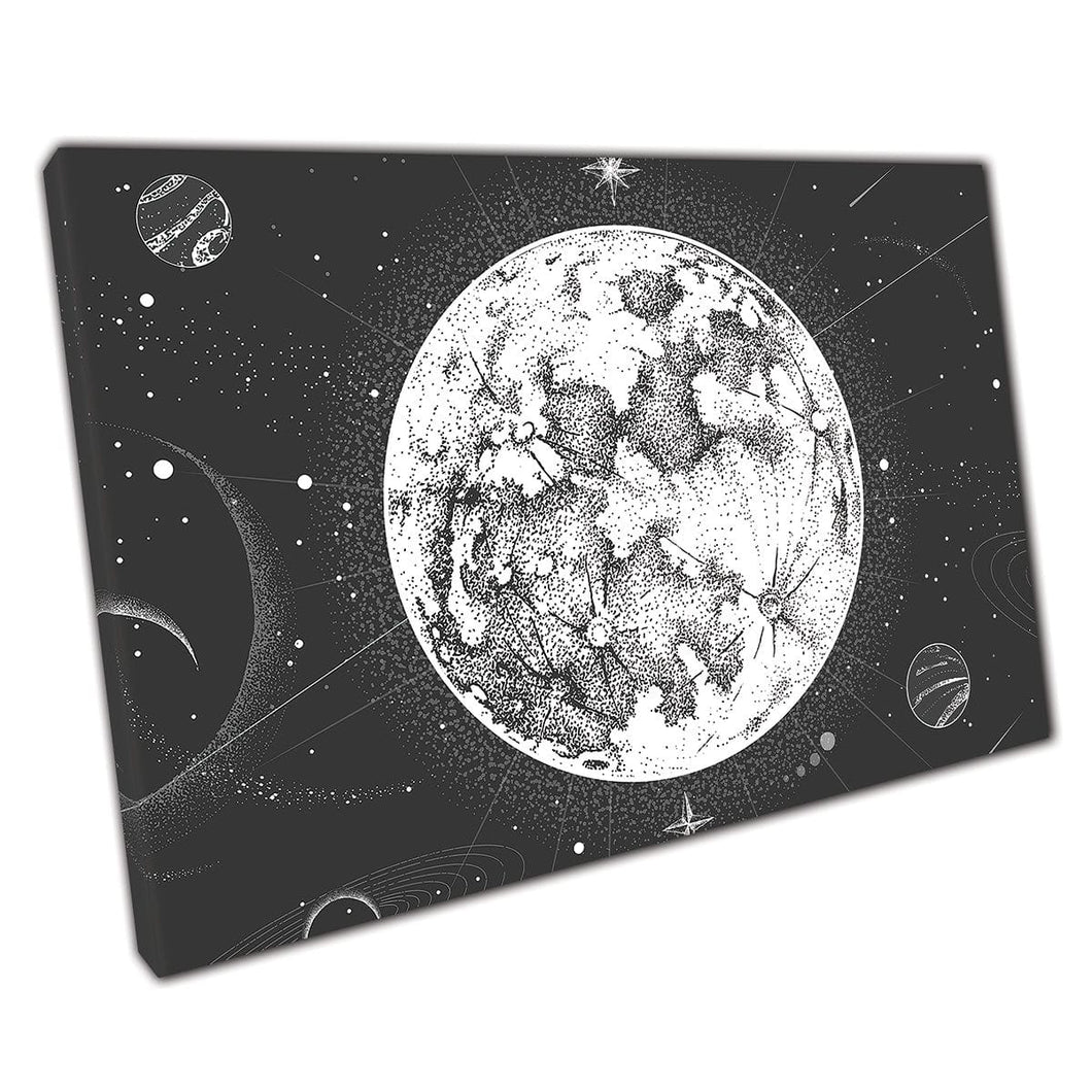 Astrología Witchcraft Mapa de luna Modern Space Ilustración de lienzo Impresión de arte de pared en lienzo de lienzo impresión
