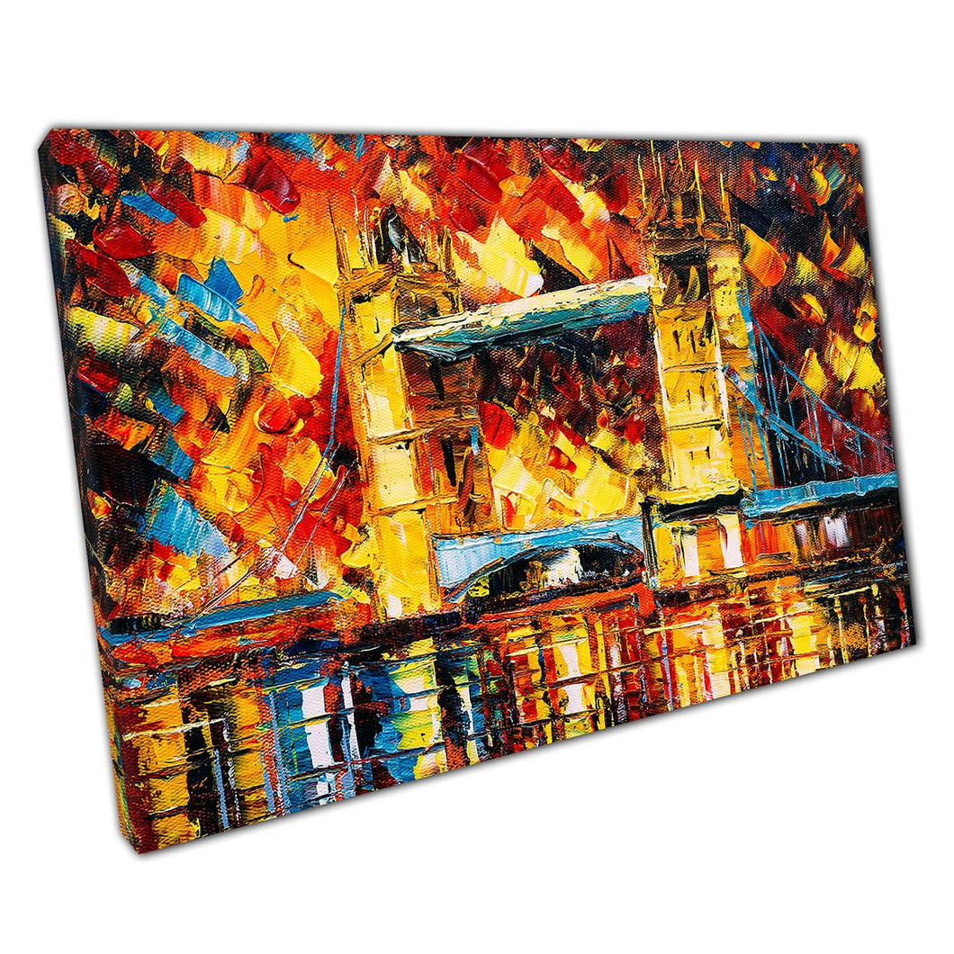 London Bridge UK Vibrant kleurrijke textureerde olieverfschilderij Wall Art Print op canvas gemonteerde canvas print