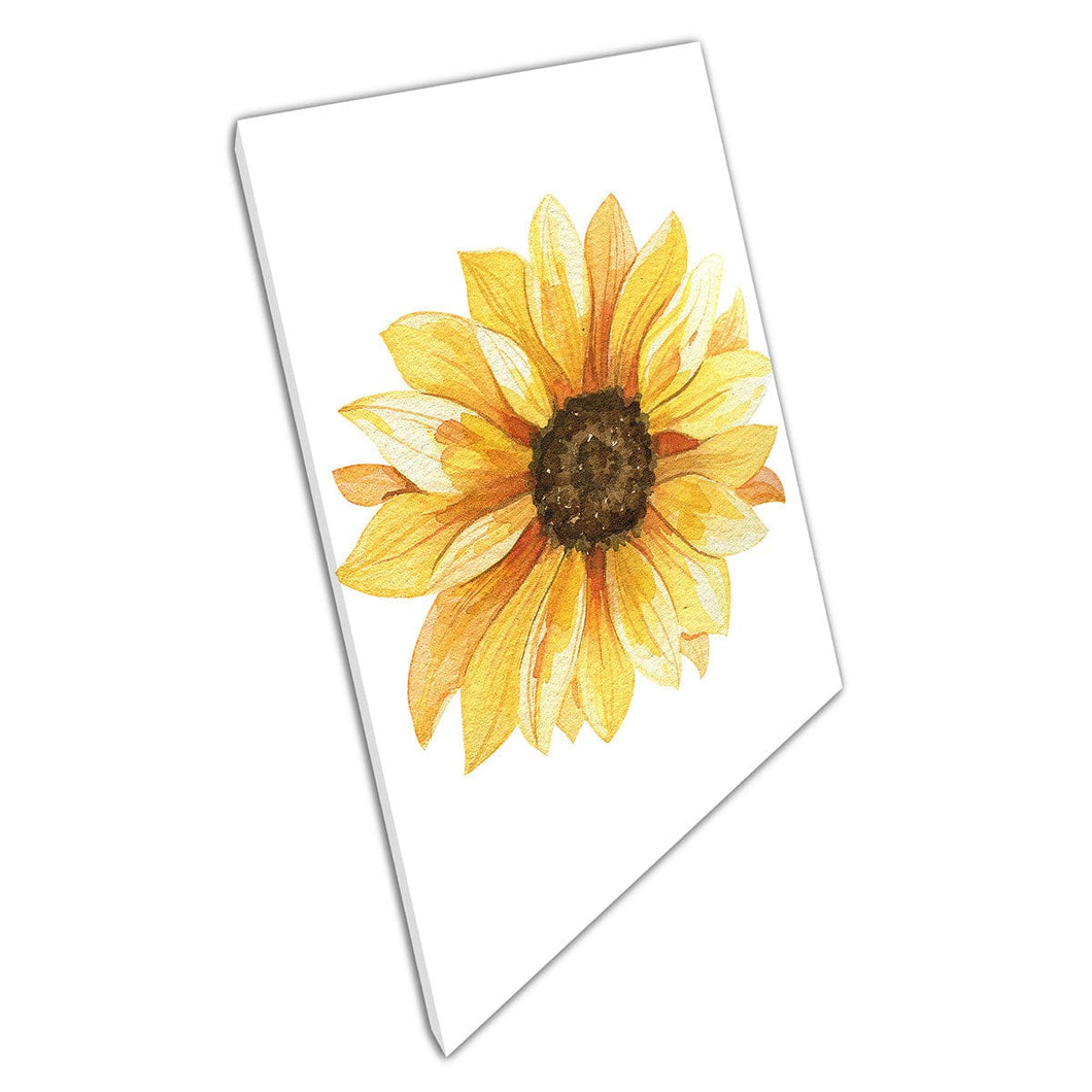 Vibrante girasol delicada pintura floral de acuarela Ilustración Arte de pared impresa en lienzo montado en lienzo estampado
