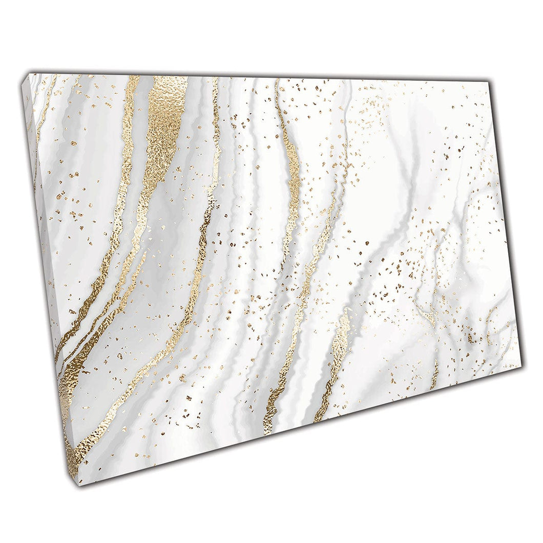Impresión de arte de pared de patrón minimalista de mármol de oro blanco gris en lona montada en lienzo estampado