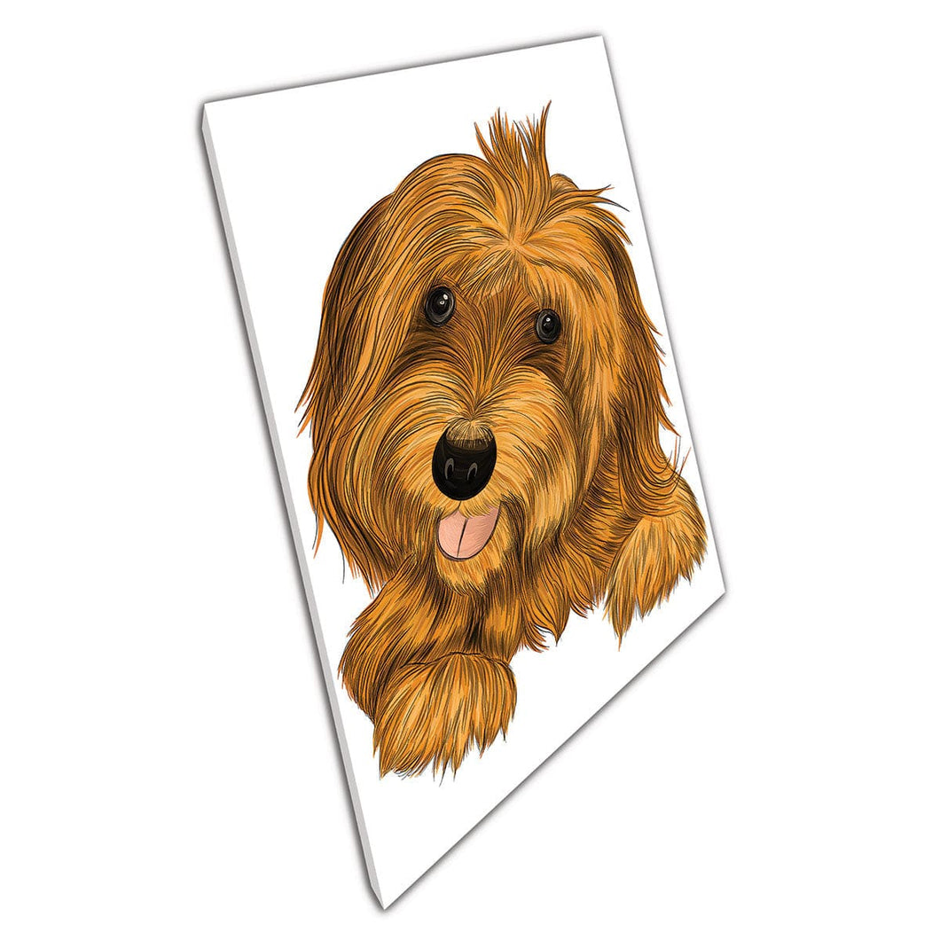 Lindo esponjoso jugador de afenpinscher terrier raza perra ilustración digital estampado de arte de pared en lienzo lienzo estampado