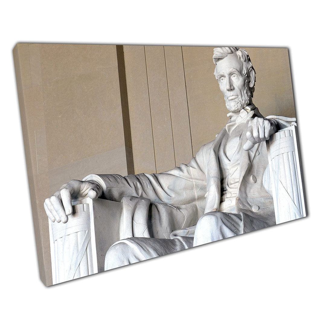 Abraham Lincoln Statue Inside The Lincoln Memorial Washington DC USA Famous Landmark Wall Art Print On Canvas Mounted Canvas print