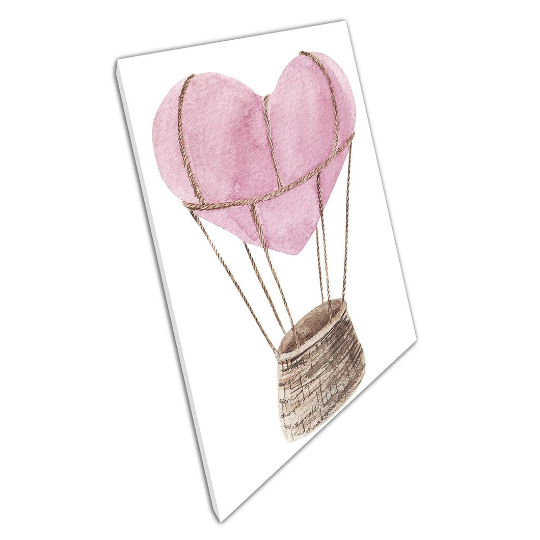Forma de corazón Romántica Air globo caliente San Valentín inspirado de delicada impresión de arte de pared de acuarela en lienzo montado en lienzo estampado