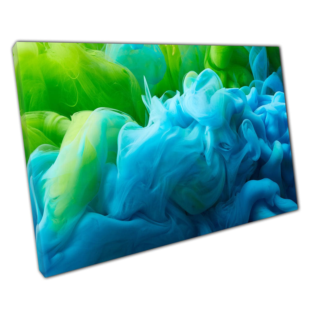 Impresionante tinta azul y verde en agua Hermoso momento pacífico Macro Fotografía Arte de pared Impresión en lienzo montado en lienzo impresión