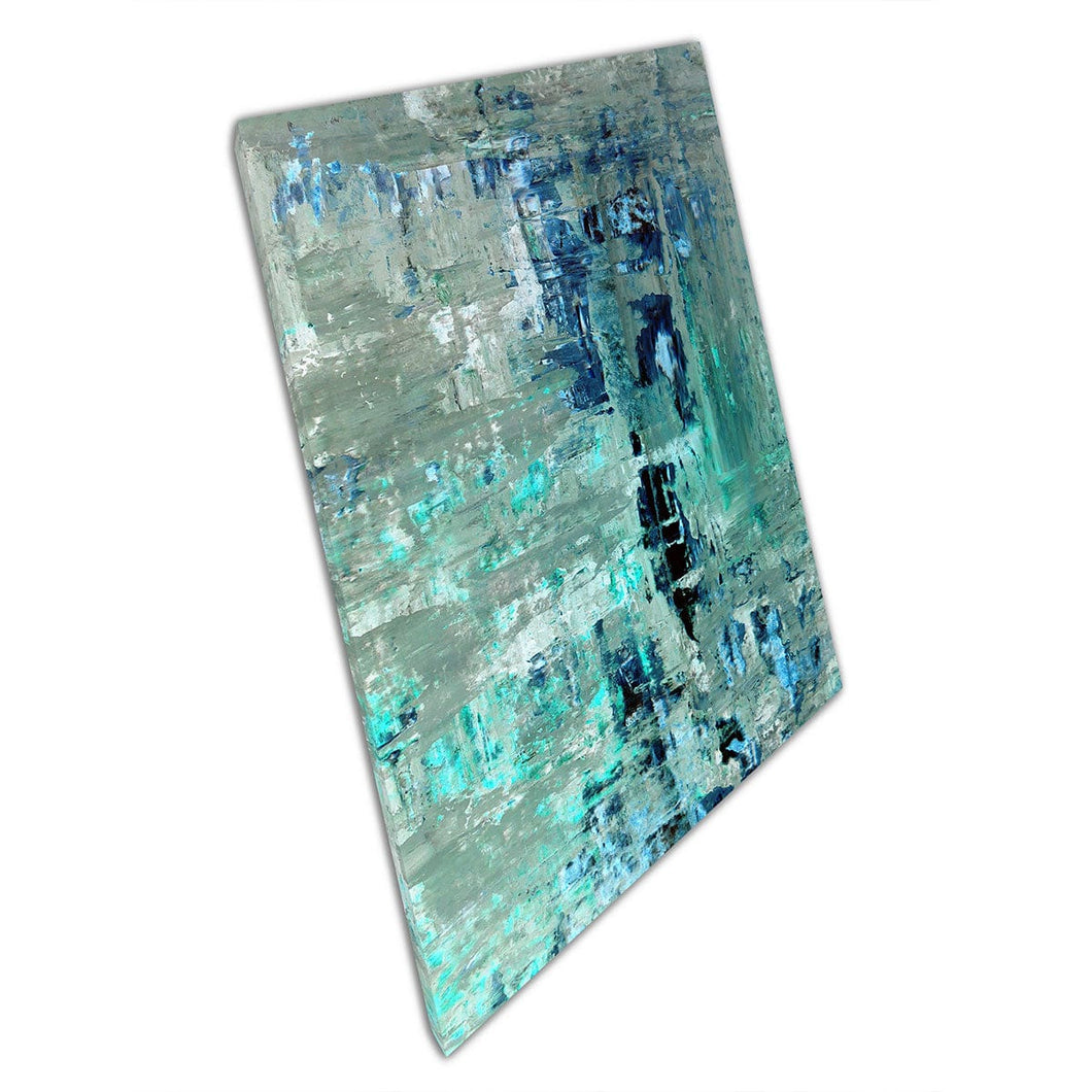 Textured Turquoise And Beige Abstract Painting Style Contemporary Composition Wall Art Print On Canvas Mounted Canvas print