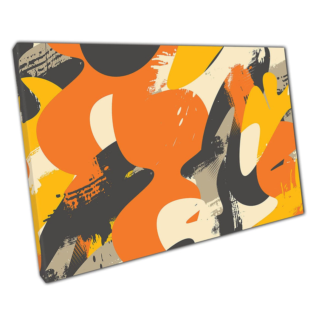 Oranje geel strak abstract digitale grunge textureerde stijl eigentijdse moderne muurkunst print op canvas gemonteerde canvas print