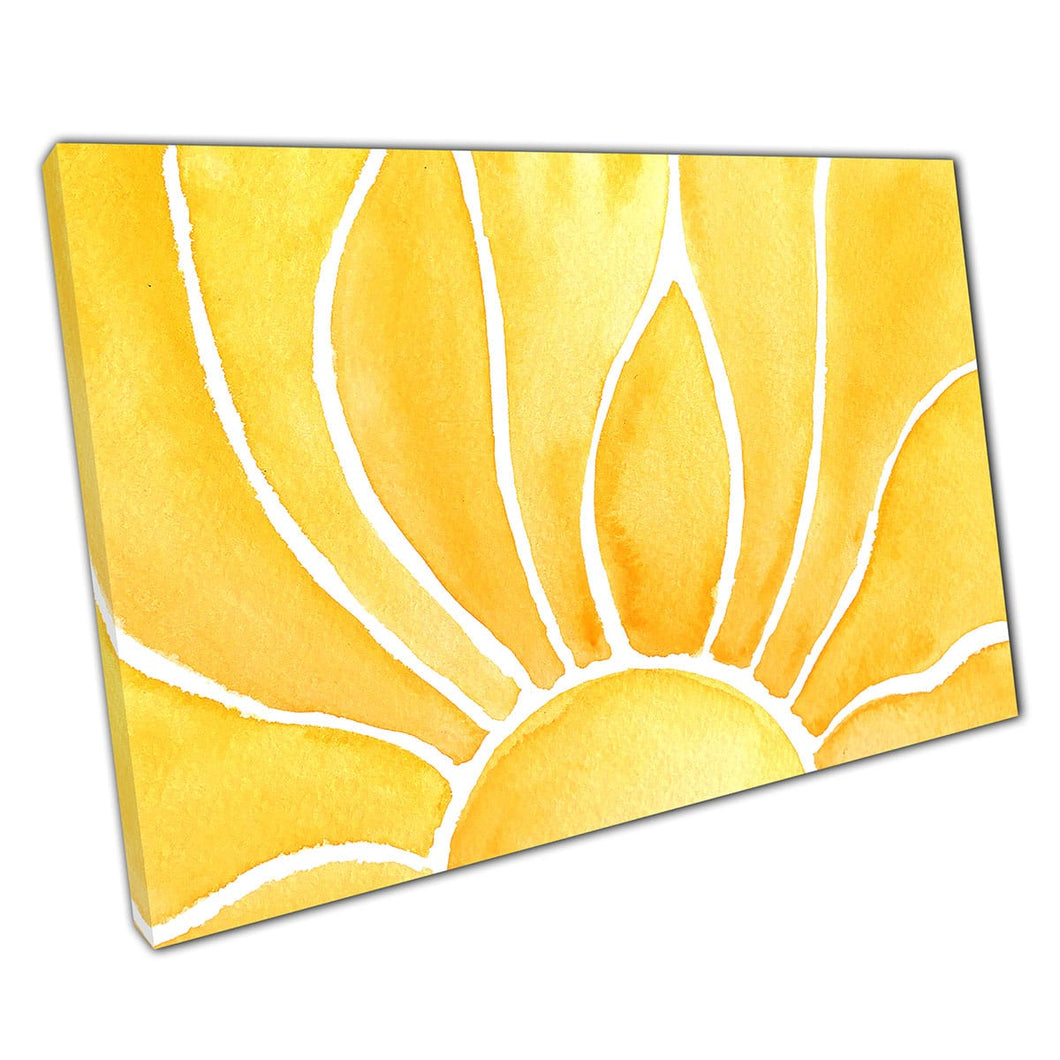 Abstracte aquarelstralen van de stijgende zon delicate schilderstijl levendige zomer kunst aan de zomer kunst op canvas gemonteerde canvas print
