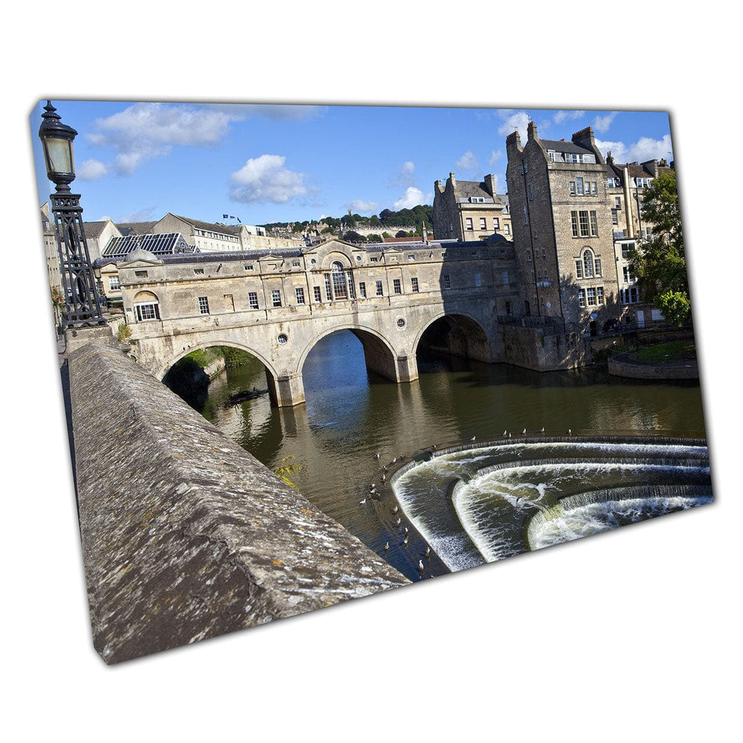 Famous Pulteney Bridge Landmark In Bath UK Stone Traditional Architecture Photography Wall Art Print On Canvas Mounted Canvas print