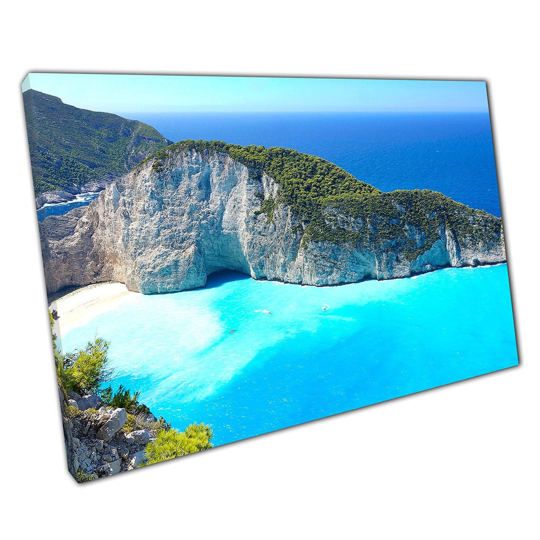 Zakynthos Island Famous Iconic Shipwreck Island Beautiful Greek Island Photography Wall Art Print On Canvas Mounted Canvas print