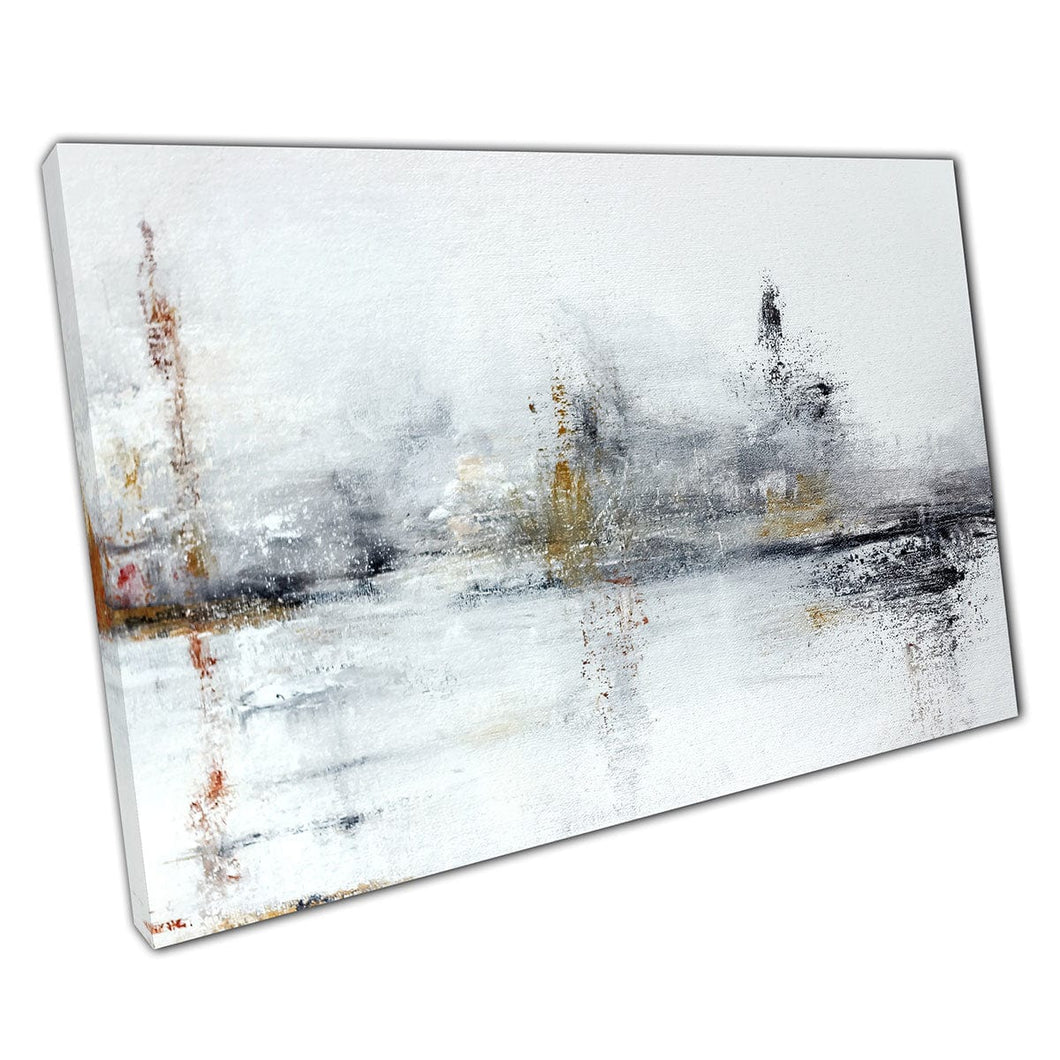 Rough Brushstroke Textured Style Abstract Minimalist Cool Neutral Toned Pattern Wall Art Print On Canvas Mounted Canvas print