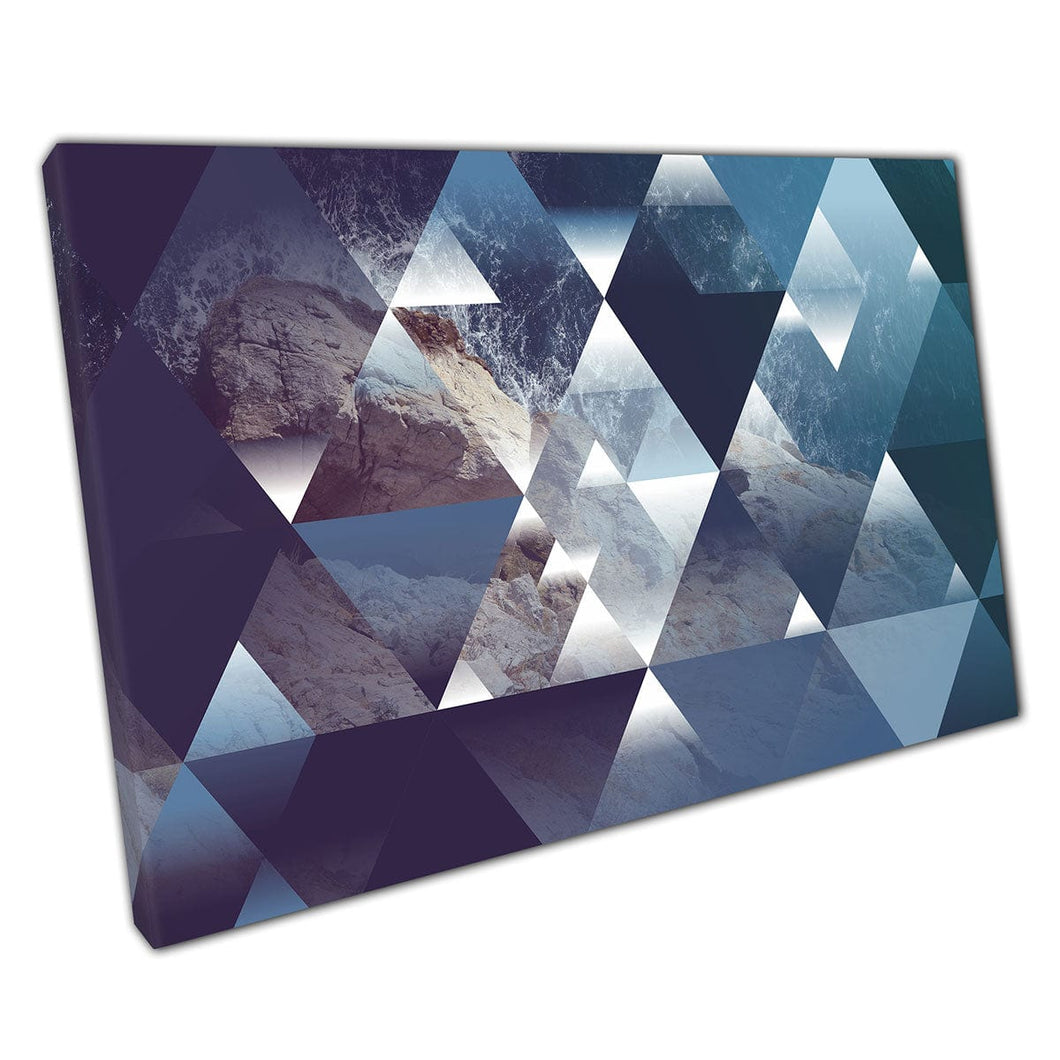 Ondas de mar rocas estampado de arte de pared tranquilo triométrico angular geométrico